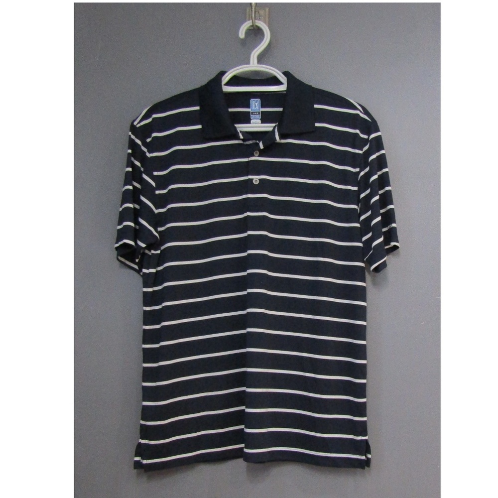 PGA Tour Navy Blue White Airflux Polo Golf Shirt - Picture 1 of 4